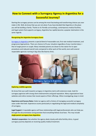 How to Connect with a Surrogacy Agency in Argentina for a Successful Journey