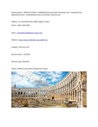 CROATIA CITIZENS - CAMBODIA Easy and Simple Cambodian Visa - Cambodian Visa Appl