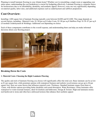 How Much Does It Cost to Install 1000 Square Feet of Laminate Flooring in Atlant