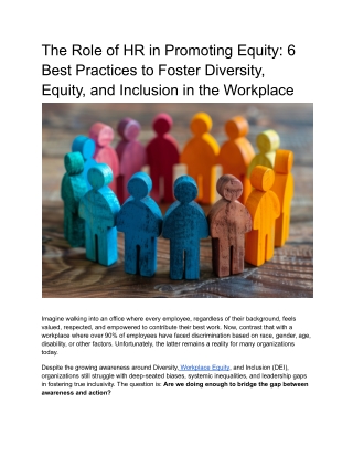 The Role of HR in Promoting Equity_ 6 Best Practices to Foster Diversity, Equity, and Inclusion in the Workplace