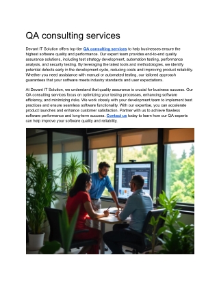 QA consulting services