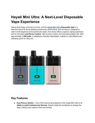 Hayati Mini Ultra_ A Next-Level Disposable Vape Experience