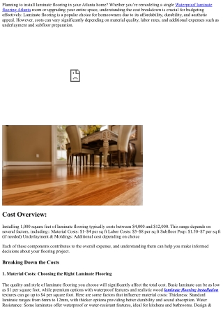 How Much Does It Cost to Install 1000 Square Feet of Laminate Flooring in Atlant