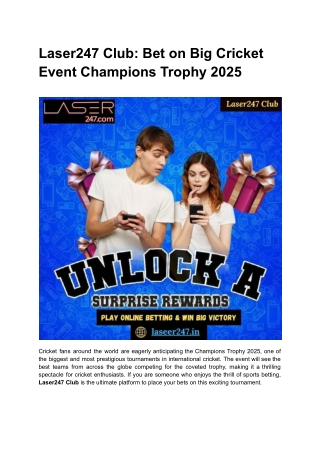 Laser247 Club_ Bet on Big Cricket Event Champions Trophy 2025
