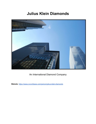 Julius Klein Diamonds - An International Diamond Company