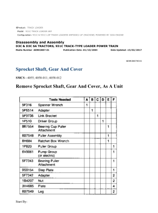 Caterpillar Cat 931C and 931C LGP TRACK LOADER (Prefix 6RF) Service Repair Manual Instant Download (6RF00001 and up)