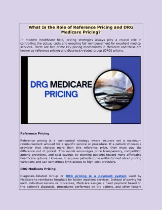 What Is the Role of Reference Pricing and DRG Medicare Pricing_