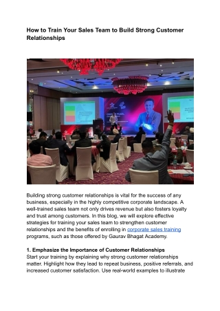 How to Train Your Sales Team to Build Strong Customer Relationships