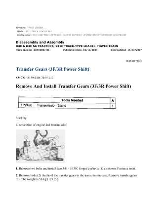 Caterpillar Cat 931C AND 931C LGP TRACK LOADER (Prefix 8AF) Service Repair Manual Instant Download (8AF00001 and up)