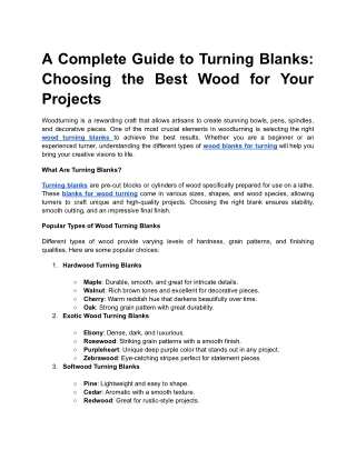 A Complete Guide to Turning Blanks_ Choosing the Best Wood for Your Projects