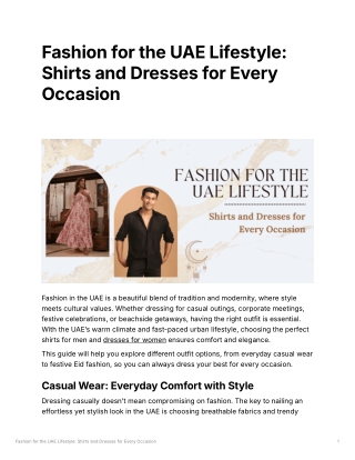 Fashion for the UAE Lifestyle Shirts and Dresses for Every Occasion