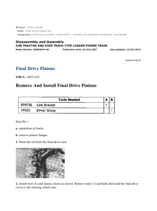 Caterpillar Cat 935B TRACK LOADER (Prefix 3DF) Service Repair Manual Instant Download (3DF00001 and up)