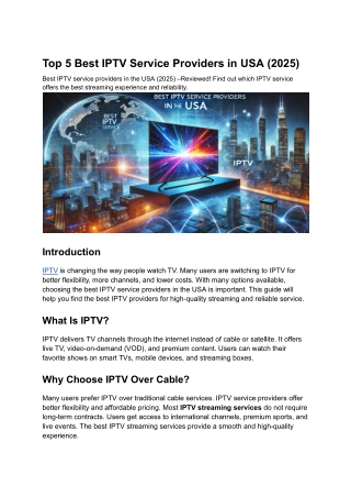 Top 5 Best IPTV Service Providers in USA (2025)