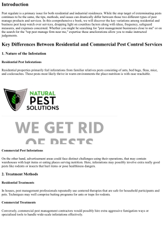 “Key Differences Between Residential and Commercial Pest Control Services”