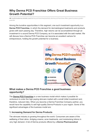 Why Derma PCD Franchise Offers Great Business Growth Potential?