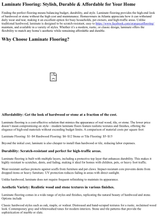 Why Laminate Flooring is a Great Option for Atlanta Homes