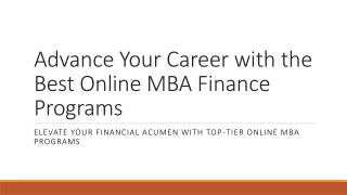 Advance Your Career with the Best Online MBA Finance Programs