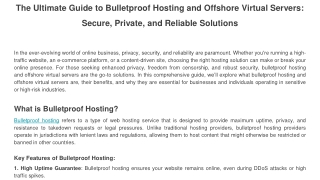 The Ultimate Guide to Bulletproof Hosting and Offshore Virtual Servers_ Secure, Private, and Reliable Solutions