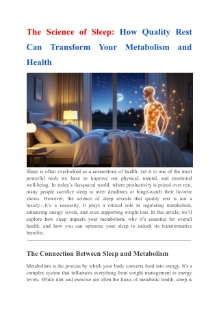 The Science of Sleep - How Quality Rest Can Transform Your Metabolism and Health