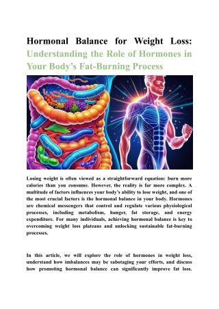 Hormonal Balance for Weight Loss -Understanding the Role of Hormones in Your Body’s Fat-Burning Process