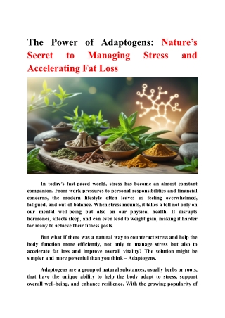 The Power of Adaptogens- Nature’s Secret to Managing Stress and Accelerating Fat Loss