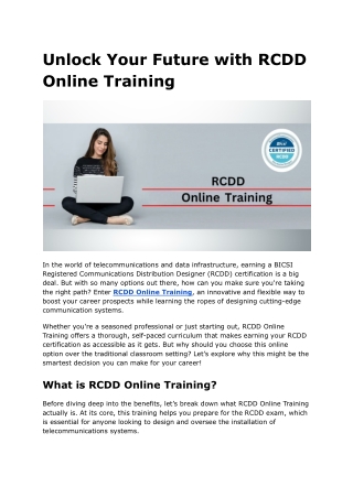 Unlock Your Future with RCDD Online Training