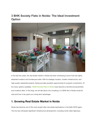 3 BHK Society Flats in Noida_ The Ideal Investment Option