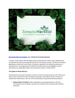 Herbal Skin Care Products: Nature’s Gift for Beautiful Skin
