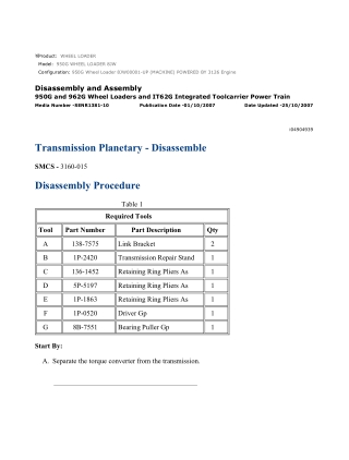 Caterpillar Cat 950G Wheel Loader (Prefix 8JW) Service Repair Manual Instant Download (8JW00001 and up)