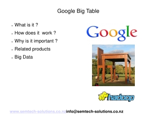 An introduction to Google Big Table