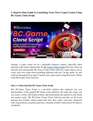 A Step-by-Step Guide to Launching Your Crypto Casino Using BC.Game Clone Script