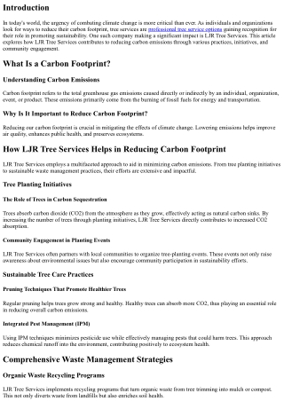 How LJR Tree Services Helps in Reducing Carbon Footprint