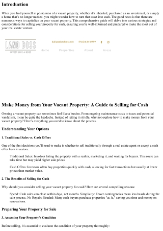 Make Money from Your Vacant Property: A Guide to Selling for Cash