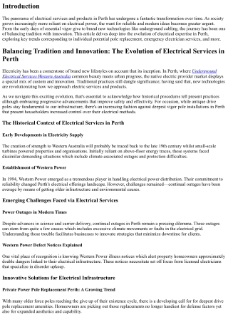 Balancing Tradition and Innovation: The Evolution of Electrical Services in Pert