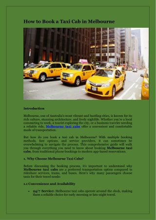 How to Book a Taxi Cab in Melbourne