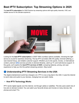 Best IPTV Subscription_ Top Streaming Options in 2025