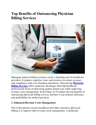 Top Benefits of Outsourcing Physician Billing Services