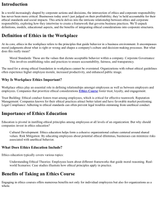 The Intersection of Ethics and Corporate Responsibility