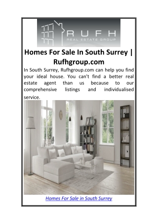 Homes For Sale In South Surrey  Rufhgroup.com