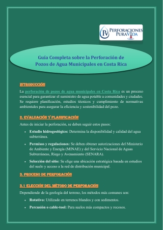 Guía Completa sobre la Perforación de Pozos de Agua Municipales en Costa Rica