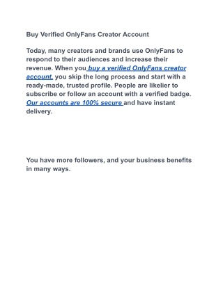 Buy Verified OnlyFans Creator Account