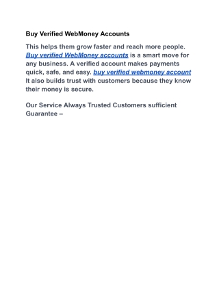 Buy Verified WebMoney Accounts