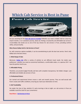 Which Cab Service is Best in Pune