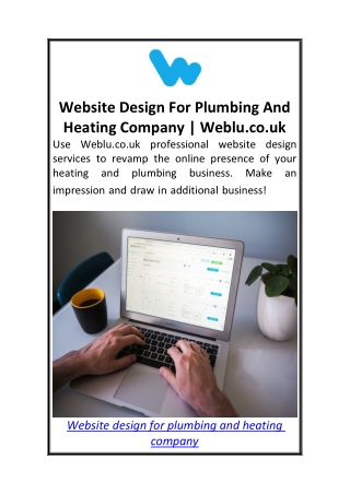 Website Design For Plumbing And Heating Company  Weblu.co.uk