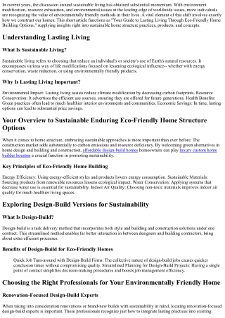 Your Overview to Sustainable Living Through Eco-Friendly Home Structure Options