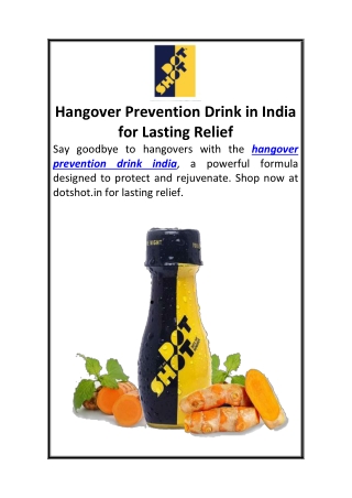 Hangover Prevention Drink in India for Lasting Relief