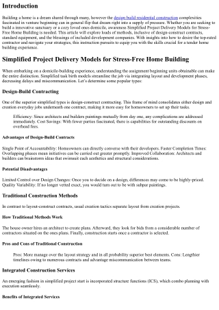 Simplified Project Delivery Models for Stress-Free Home Building