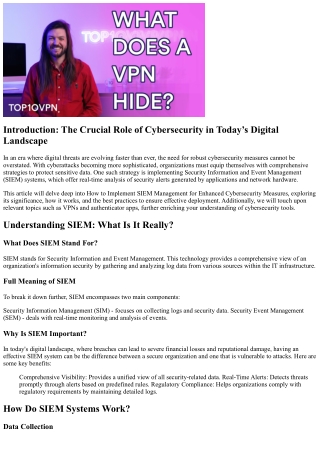 How to Implement SIEM Management for Enhanced Cybersecurity Measures