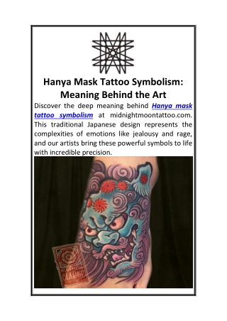 Hanya Mask Tattoo Symbolism Meaning Behind the Art