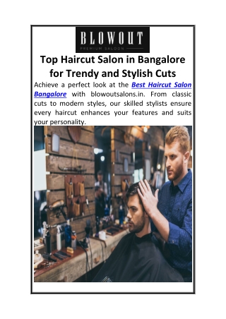 Top Haircut Salon in Bangalore for Trendy and Stylish Cuts